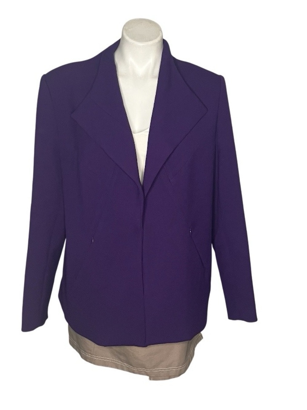 CARMEN MARC VALVO Purple Blazer Suit Jacket Wide Lapel One Hook Closure Size XL